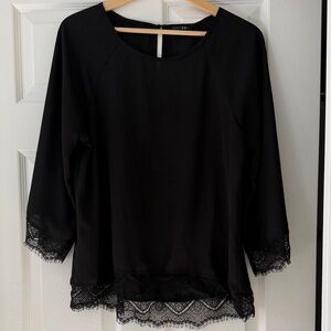 Papermoon Black Lace Hem Blouse